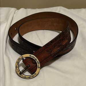 GAP - Brown Leather Belt with Turquoise Buckle